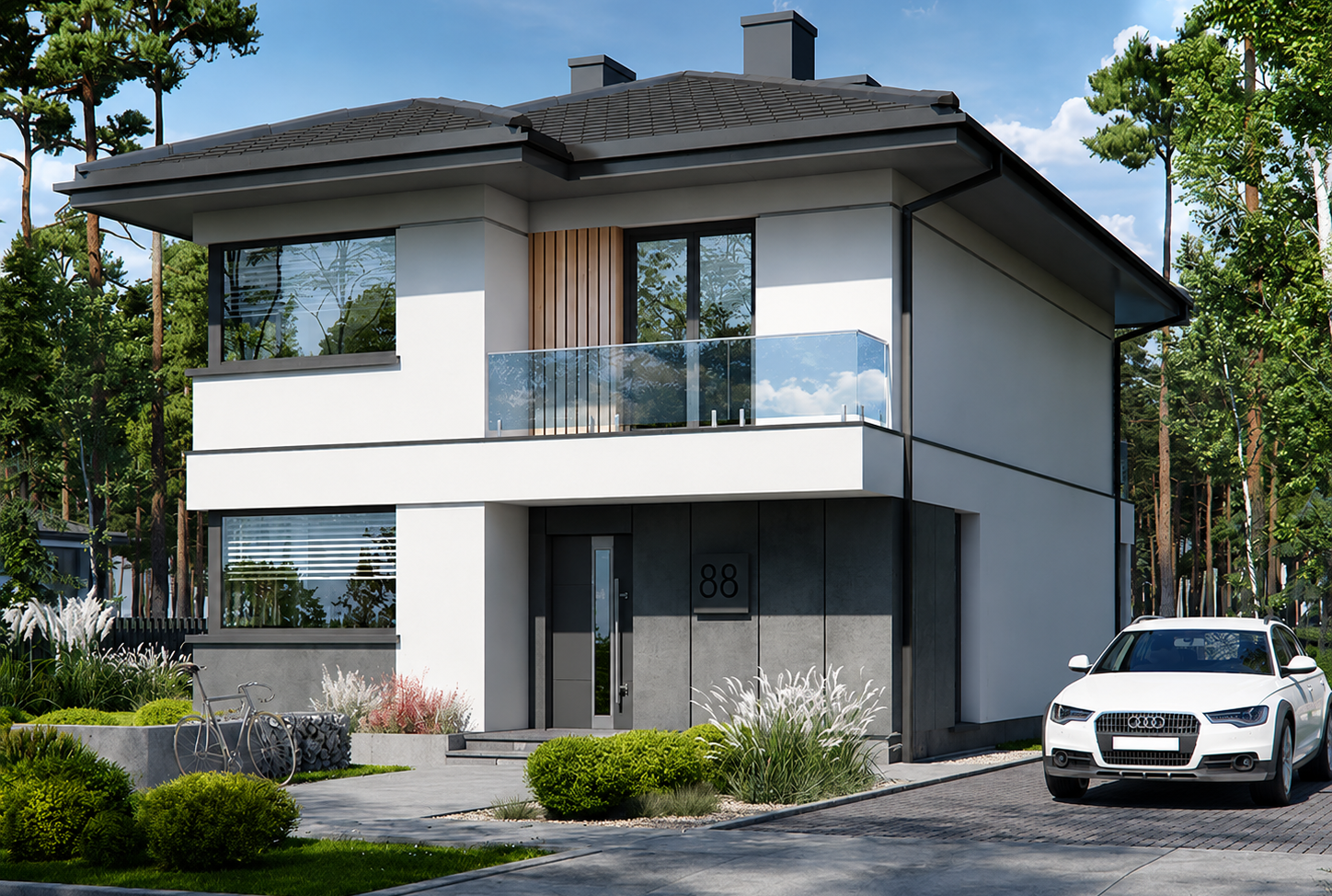 Modernes Einfamilienhaus mit großzügigem Erdgeschoss, Gästezimmer und vier Zimmern im Obergeschoss